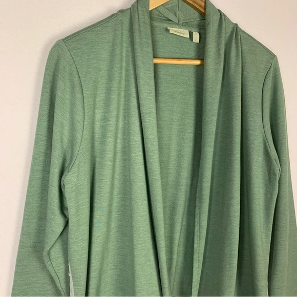 LOGO Lori Goldstein Open Layered Green Cardigan - Picture 4 of 7